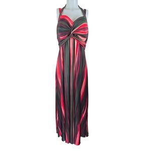 Maurices Red Black Padded Bra Neck Tie Summer Women's Maxi Dress 2X